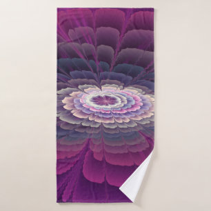 Striking Flower Colorful Abstract Fractal Art Pink Bath Towel
