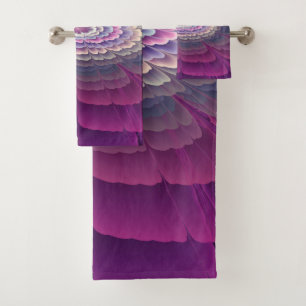 Striking Flower Colorful Abstract Fractal Art Pink Bath Towel Set