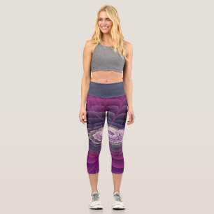 Striking Flower Colorful Abstract Fractal Art Pink Capri Leggings