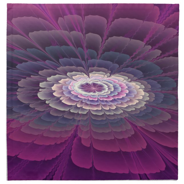 Striking Flower Colorful Abstract Fractal Art Pink Cloth Napkin (Front)