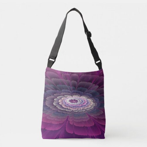 Striking Flower Colorful Abstract Fractal Art Pink Crossbody Bag