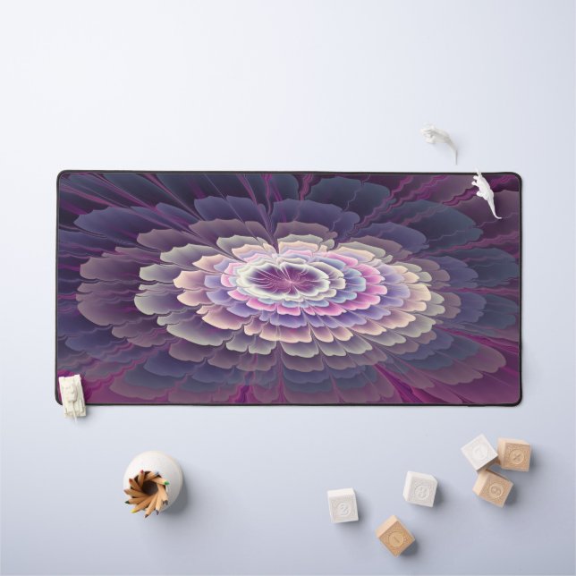 Striking Flower Colorful Abstract Fractal Art Pink Desk Mat (Kids Table)
