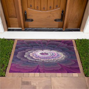 Striking Flower Colorful Abstract Fractal Art Pink Doormat