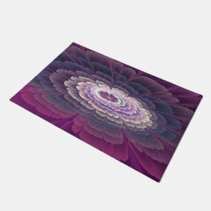 Striking Flower Colorful Abstract Fractal Art Pink Doormat