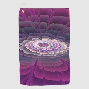 Striking Flower Colorful Abstract Fractal Art Pink Golf Towel