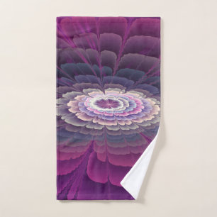 Striking Flower Colorful Abstract Fractal Art Pink Hand Towel