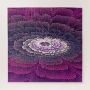 Striking Flower Colorful Abstract Fractal Art Pink Jigsaw Puzzle