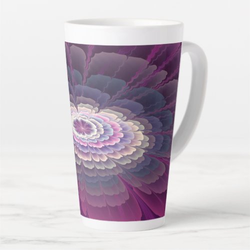 Striking Flower Colorful Abstract Fractal Art Pink Latte Mug