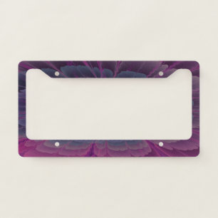 Striking Flower Colorful Abstract Fractal Art Pink License Plate Frame