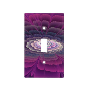 Striking Flower Colorful Abstract Fractal Art Pink Light Switch Cover