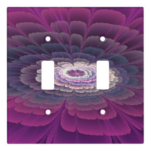 Striking Flower Colorful Abstract Fractal Art Pink Light Switch Cover
