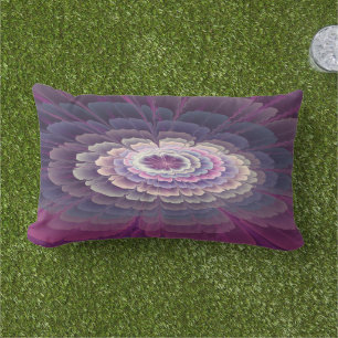 Striking Flower Colorful Abstract Fractal Art Pink Lumbar Pillow