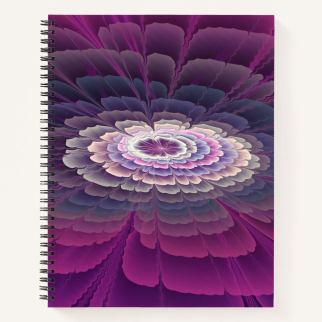 Striking Flower Colorful Abstract Fractal Art Pink Notebook (Front)