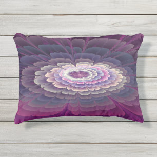 Striking Flower Colorful Abstract Fractal Art Pink Outdoor Pillow