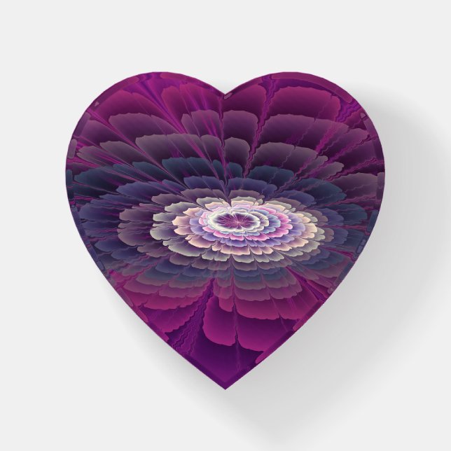 Striking Flower Colorful Abstract Fractal Art Pink Paperweight (Front)