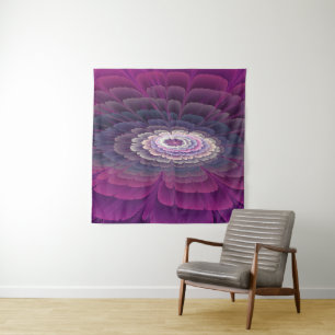 Striking Flower Colorful Abstract Fractal Art Pink Tapestry