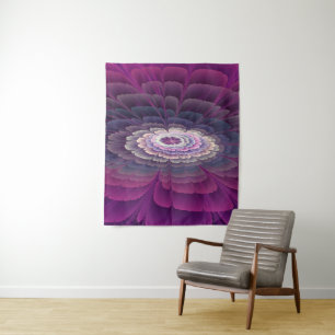 Striking Flower Colorful Abstract Fractal Art Pink Tapestry