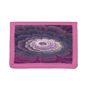 Striking Flower Colorful Abstract Fractal Art Pink Tri-fold Wallet