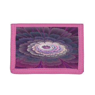 Striking Flower Colorful Abstract Fractal Art Pink Tri-fold Wallet