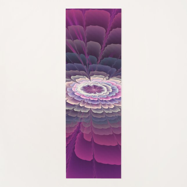 Striking Flower Colorful Abstract Fractal Art Pink Yoga Mat (Front)