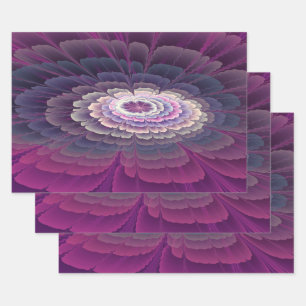 Striking Flower Colorful Abstract Fractal Art Wrapping Paper Sheets