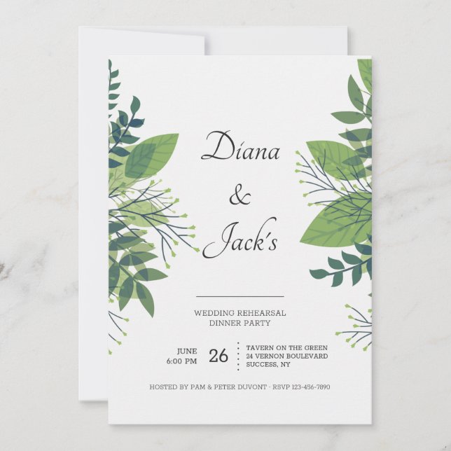 Striking Foliage Rehearsal Dinner Party Invitation (Front)