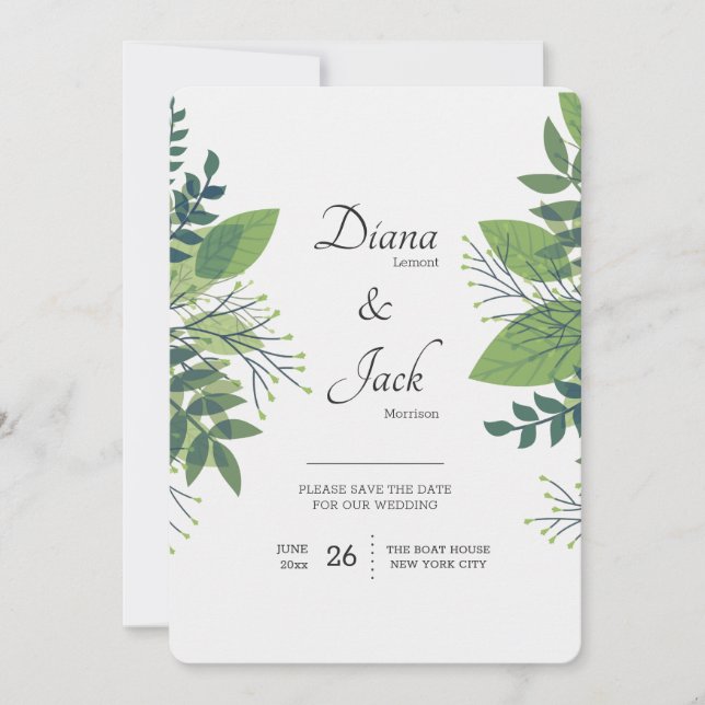 Striking Foliage Save the Date Card (Front)