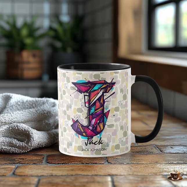 Striking Geometric Monogram Mug - J for Jack (Creator Uploaded)