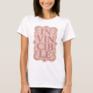 Striking Gold INVINCIBLE Slogan Design T-Shirt