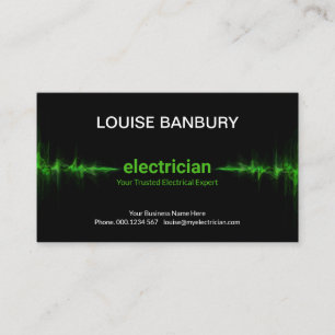 Striking Green Electric Lightning Electrician Business Card