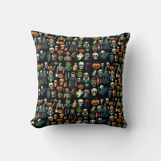 Striking Halloween Horror Icons Pillow