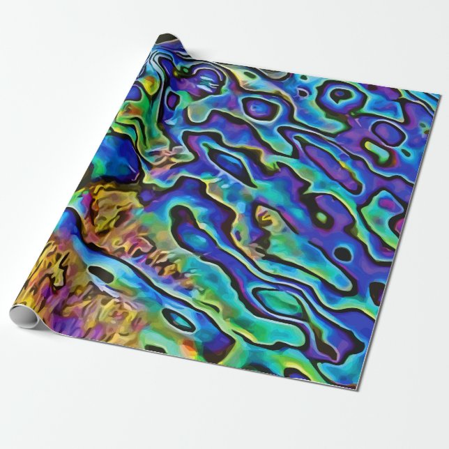 Striking Iridescent Abalone Sea Shell   Wrapping Paper (Unrolled)