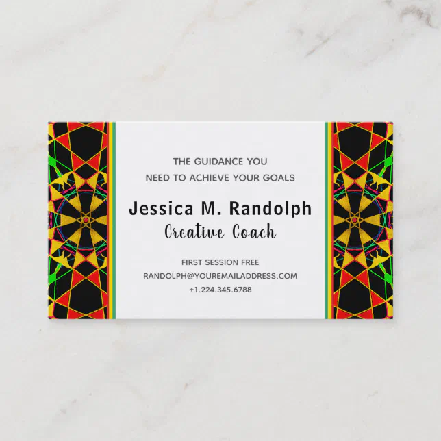 Striking Jamaican Colors Tribal Style Pattern Business Card Zazzle
