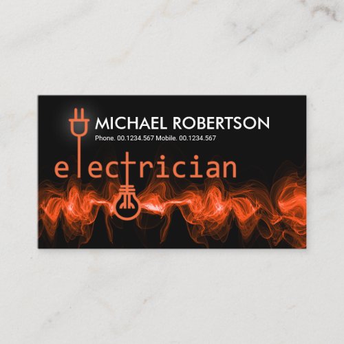 Striking Lightning Electrician Signage Electrical Business Card