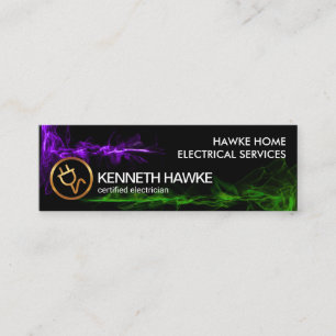 Striking Luminescent Dual Lightning Waves Mini Business Card