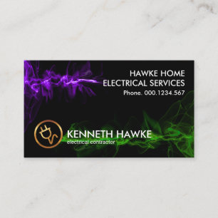 Striking Luminescent Lightning Waves Electrician Business Card
