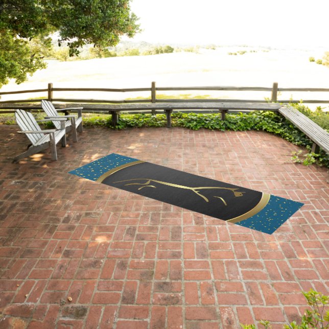 Striking Metallic Gold Uffington Horse  Outdoor Rug (Insitu (Outdoor 3))