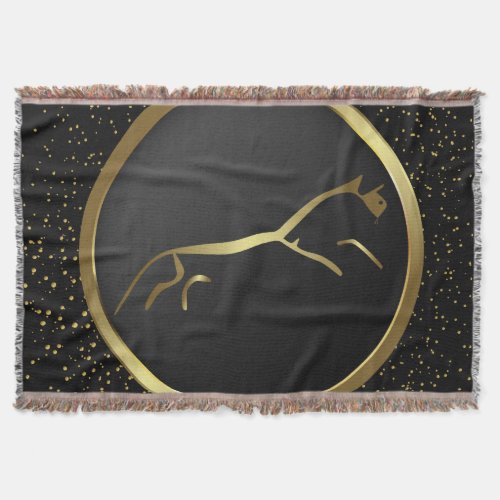 Striking Metallic Gold Uffington Horse  Throw Blanket