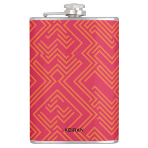 Striking Modern Geometric Pattern With Name Flask