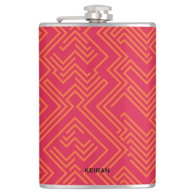Striking Modern Geometric Pattern With Name Flask (Front)