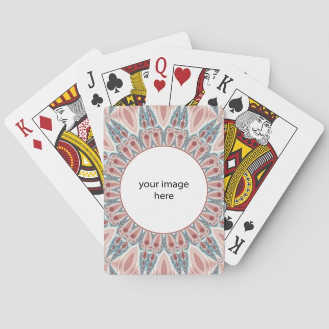 Striking Modern Kaleidoscope Mandala Art Own Photo Poker Cards (Back)