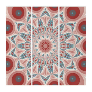 Striking Modern Kaleidoscope Mandala Art Triptych