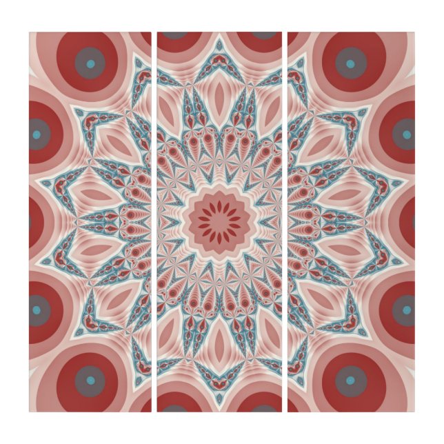 Striking Modern Kaleidoscope Mandala Art Triptych (Front)