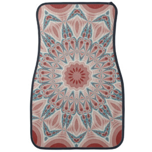 Striking Modern Kaleidoscope Mandala Fractal Art Car Mat