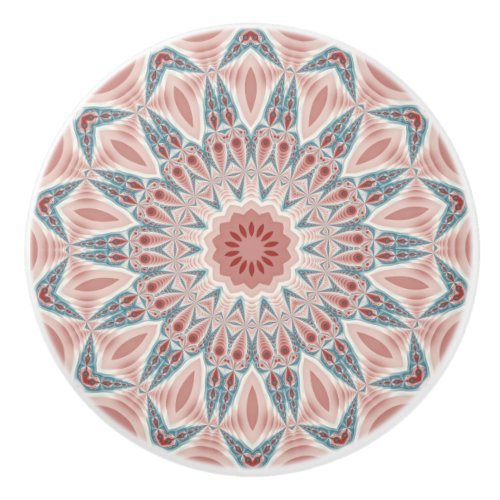 Striking Modern Kaleidoscope Mandala Fractal Art Ceramic Knob
