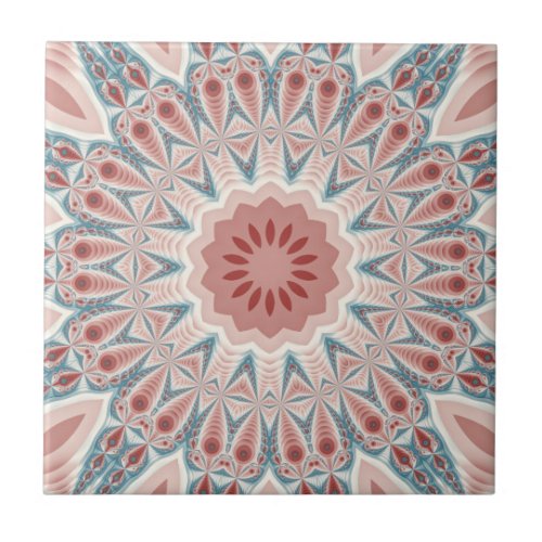 Striking Modern Kaleidoscope Mandala Fractal Art Ceramic Tile
