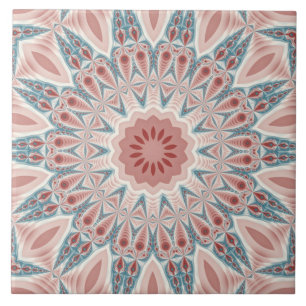 Striking Modern Kaleidoscope Mandala Fractal Art Ceramic Tile