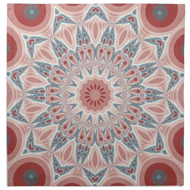 Striking Modern Kaleidoscope Mandala Fractal Art Cloth Napkin (Front)