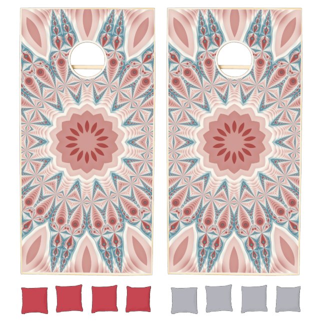 Striking Modern Kaleidoscope Mandala Fractal Art Cornhole Set (Set)