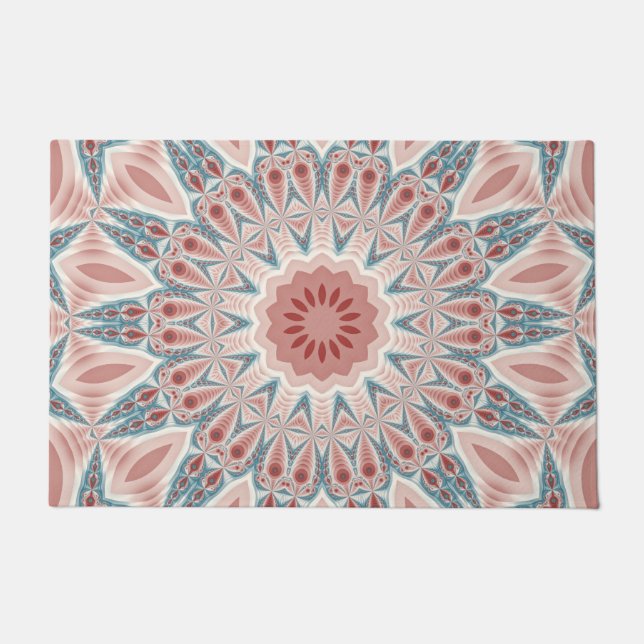 Striking Modern Kaleidoscope Mandala Fractal Art Doormat (Front)
